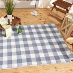 Outdoor Rugs-Kirkland's Home Sanford Gray Geometric Shapes Outdoor Rug, 5X8 Gray/White