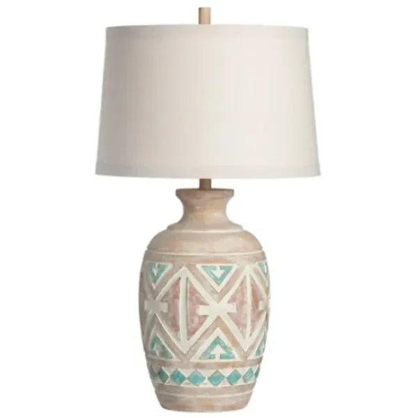 Table Lamps-Kirkland's Home Santa Fe Carved Motif Table Lamp Tan