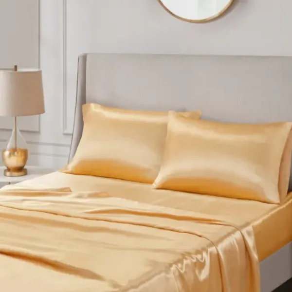 Bed Sheets-Kirkland's Home Satin King 2-Pc. Pillow Case Set Gold