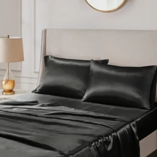 Bed Sheets-Kirkland's Home Satin King 2-Pc. Pillow Case Set Black