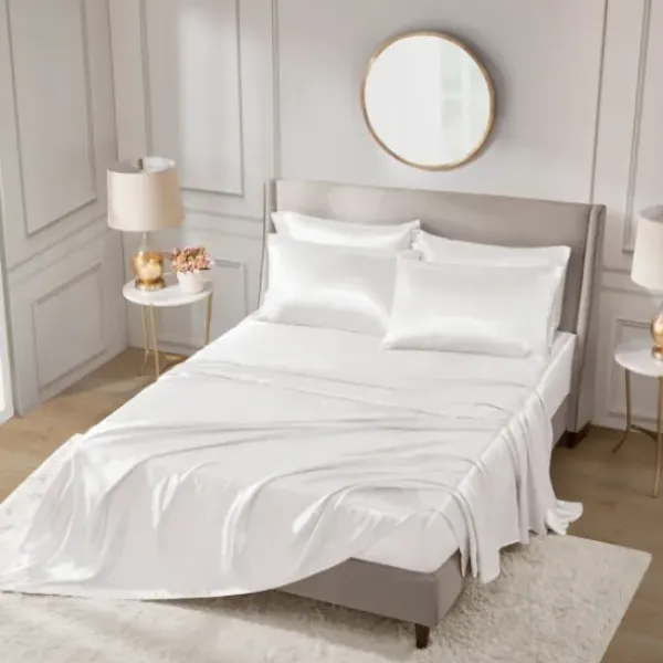 Bed Sheets-Kirkland's Home Satin 6-Pc. California King Sheet Set White