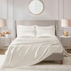 Bed Sheets-Kirkland's Home Satin 6-Pc. Full Sheet Set Ivory