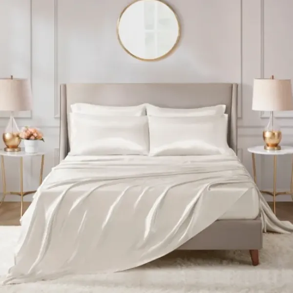 Bed Sheets-Kirkland's Home Satin 6-Pc. Full Sheet Set Ivory