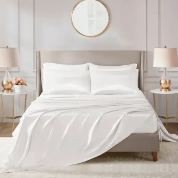 Bed Sheets-Kirkland's Home Satin 6-Pc. King Sheet Set White