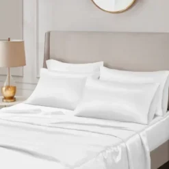 Bed Sheets-Kirkland's Home Satin 6-Pc. King Sheet Set White