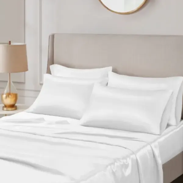 Bed Sheets-Kirkland's Home Satin 6-Pc. King Sheet Set White