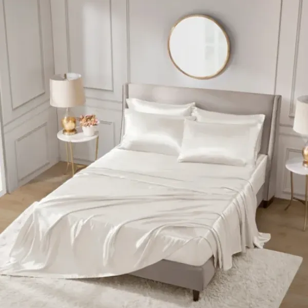 Bed Sheets-Kirkland's Home Satin 6-Pc. King Sheet Set Ivory