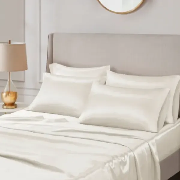 Bed Sheets-Kirkland's Home Satin 6-Pc. King Sheet Set Ivory