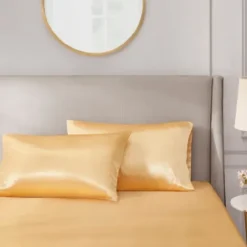 Bed Sheets-Kirkland's Home Satin Standard 2-Pc. Pillow Case Set Gold