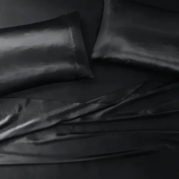 Bed Sheets-Kirkland's Home Satin Standard 2-Pc. Pillow Case Set Black