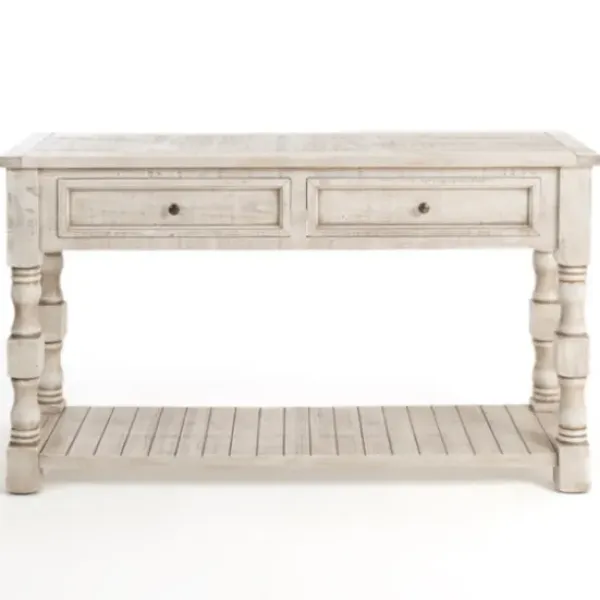 Console Tables-Kirkland's Home Savannah Cream Distressed Console Table Ivory