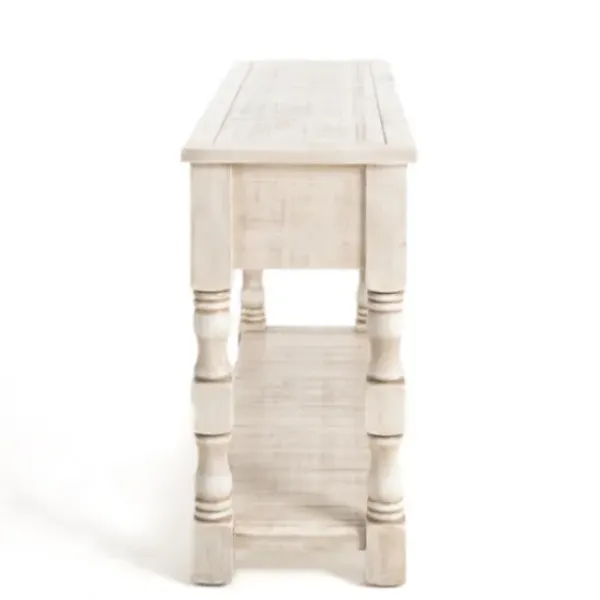 Console Tables-Kirkland's Home Savannah Cream Distressed Console Table Ivory