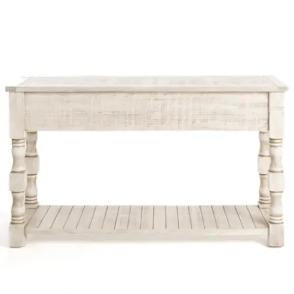Console Tables-Kirkland's Home Savannah Cream Distressed Console Table Ivory