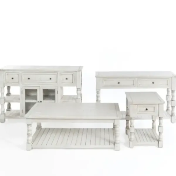 Console Tables-Kirkland's Home Savannah Cream Distressed Console Table Ivory
