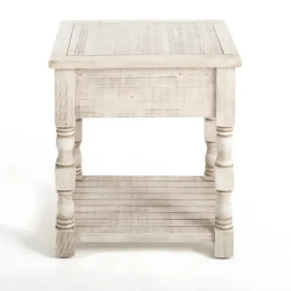 Accent & End Tables-Kirkland's Home Savannah Cream Distressed Side Table Ivory