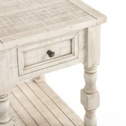 Accent & End Tables-Kirkland's Home Savannah Cream Distressed Side Table Ivory