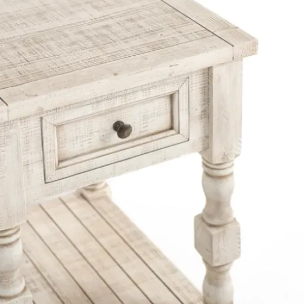 Accent & End Tables-Kirkland's Home Savannah Cream Distressed Side Table Ivory