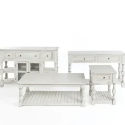 Accent & End Tables-Kirkland's Home Savannah Cream Distressed Side Table Ivory