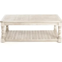 Coffee Tables-Kirkland's Home Savannah Cream Distressed Coffee Table Ivory