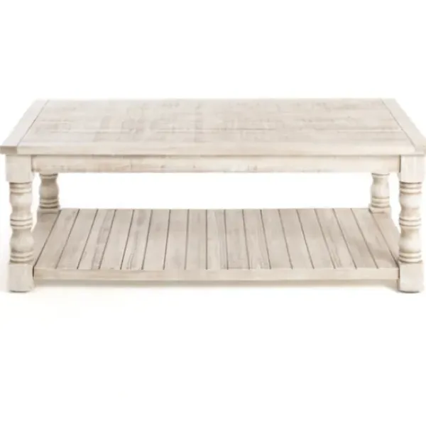 Coffee Tables-Kirkland's Home Savannah Cream Distressed Coffee Table Ivory