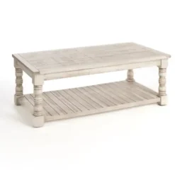Coffee Tables-Kirkland's Home Savannah Cream Distressed Coffee Table Ivory