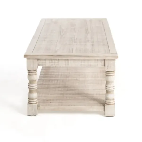 Coffee Tables-Kirkland's Home Savannah Cream Distressed Coffee Table Ivory