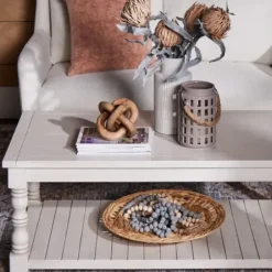 Coffee Tables-Kirkland's Home Savannah Cream Distressed Coffee Table Ivory