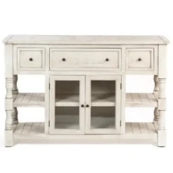 Entryway Furniture-Kirkland's Home Savannah Cream Distressed Cabinet Ivory