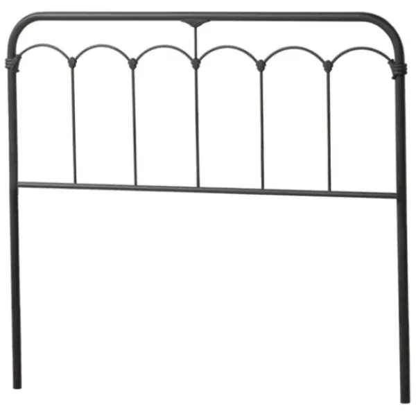 Beds & Headboards-Kirkland's Home Scalloped Metal Josie King Headboard Black