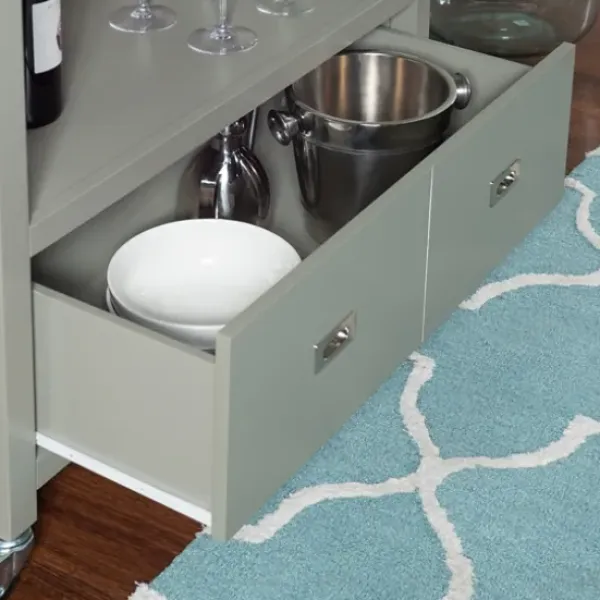 Kitchen Islands & Bar Carts-Kirkland's Home Scarlett Rolling 2-Door Steel Top Kitchen Cart