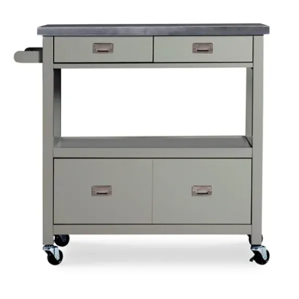 Kitchen Islands & Bar Carts-Kirkland's Home Scarlett Rolling 2-Door Steel Top Kitchen Cart