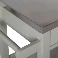 Kitchen Islands & Bar Carts-Kirkland's Home Scarlett Rolling 2-Door Steel Top Kitchen Cart
