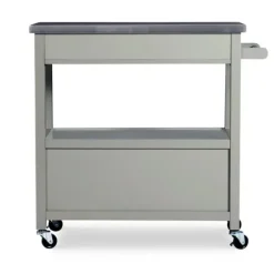 Kitchen Islands & Bar Carts-Kirkland's Home Scarlett Rolling 2-Door Steel Top Kitchen Cart