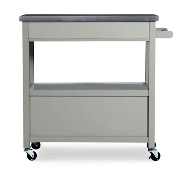 Kitchen Islands & Bar Carts-Kirkland's Home Scarlett Rolling 2-Door Steel Top Kitchen Cart