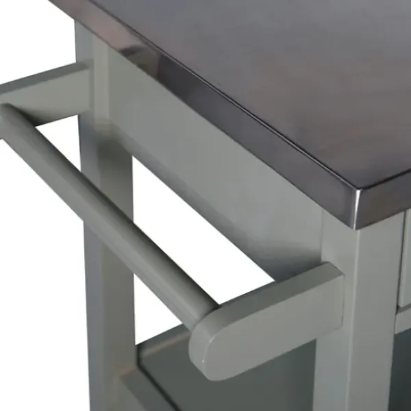 Kitchen Islands & Bar Carts-Kirkland's Home Scarlett Rolling 2-Door Steel Top Kitchen Cart