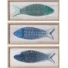Wall Plaques-Kirkland's Home School Of Fish Wooden And Metal Plaques, Set Of 3 Blue