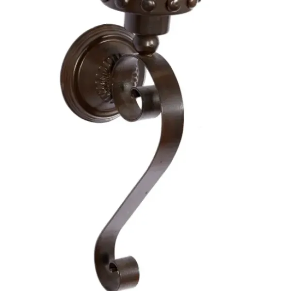 Sconces-Kirkland's Home Scrolled Wrought Iron And Glass Hurricane Sconce