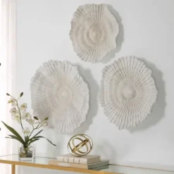 Wall Plaques-Kirkland's Home Sea Coral Wall Plates, Set Of 3 Ivory