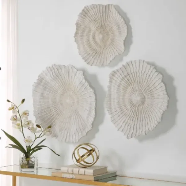 Wall Plaques-Kirkland's Home Sea Coral Wall Plates, Set Of 3 Ivory