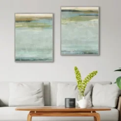 Canvas Art-Kirkland's Home Seafoam Framed Canvas Art Prints, Set Of 2 Blue