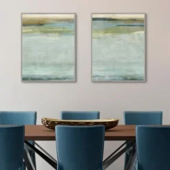 Canvas Art-Kirkland's Home Seafoam Framed Canvas Art Prints, Set Of 2 Blue