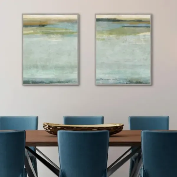 Canvas Art-Kirkland's Home Seafoam Framed Canvas Art Prints, Set Of 2 Blue