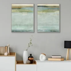 Canvas Art-Kirkland's Home Seafoam Framed Canvas Art Prints, Set Of 2 Blue