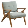 Accent Chairs-Kirkland's Home Seafoam Mid-Century Pecan Finish Accent Chair Blue/Green