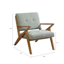 Accent Chairs-Kirkland's Home Seafoam Mid-Century Pecan Finish Accent Chair Blue/Green