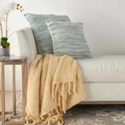 Pillows-Kirkland's Home Seafoam Ribbon Loops Pillow Blue