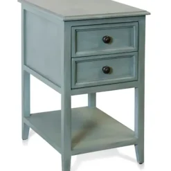 Accent & End Tables-Kirkland's Home Seafoam Slim Side Table With Shelf Blue