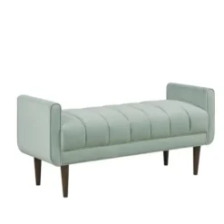 Benches & Ottomans-Kirkland's Home Seafoam Velvet Bench Green