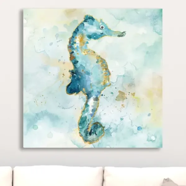 Canvas Art-Kirkland's Home Seahorse Giclee Canvas Art Print Blue