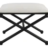 Benches & Ottomans-Kirkland's Home Seat And Black Metal Ottoman White